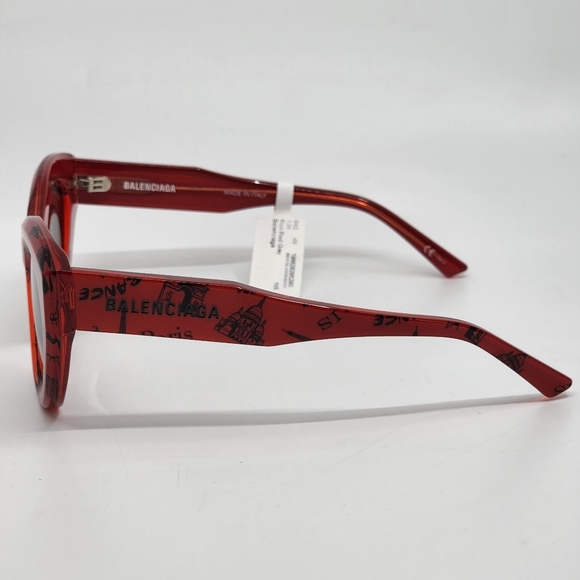 BALENCIAGA Cat Eye Sunglasses Redwith Black Print - Picture 8 of 11